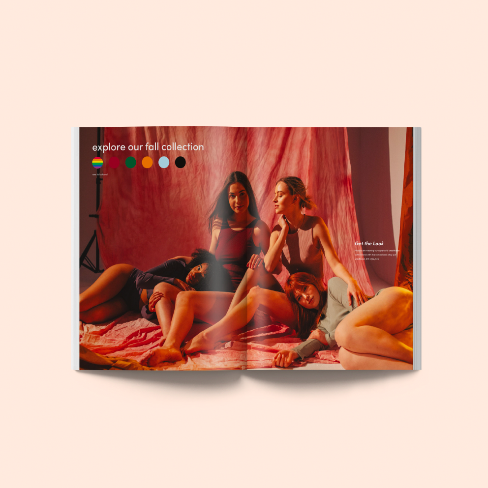 Spread of Catalogue with people laying together